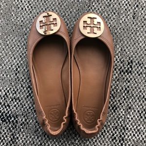Tory Burch Minnie Travel Flat Royal Tan / Gold